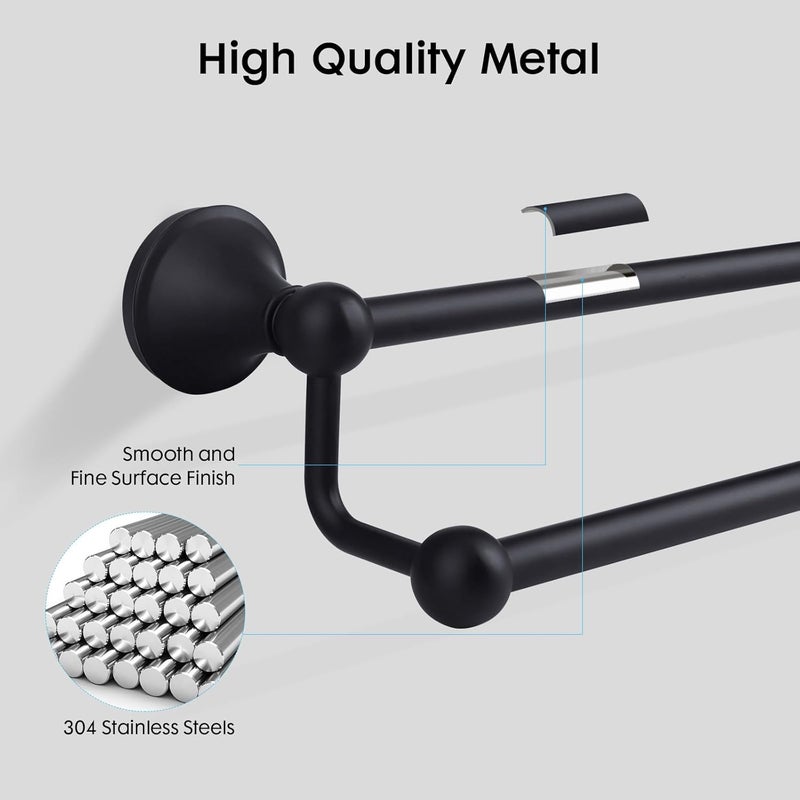 Ntipox Antique 24 Inch Bathroom Double Towel Bar Matte Black,Towel Racks for Bathroom Wall Mounted,Bathroom Towel Holder Black,Two Towel Rod Hanger for Hotel - Image 2